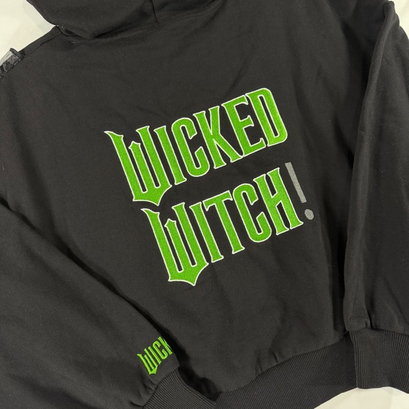 Forever 21 Tops - Wicked x Forever 21 Wicked Witch Ruffle Hoodie Black Green Cropped Small NWT